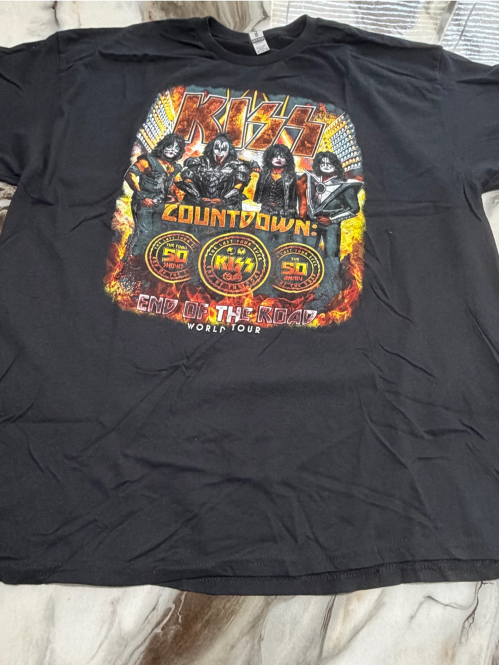 Gildan Black KISS Countdown End of the Road Tour Graphic Tee Size 2XL
